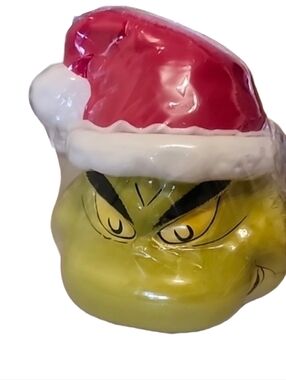 The Grinch Large Ceramic Cookie Jar NWT Christmas Sleigh Bell Rare
